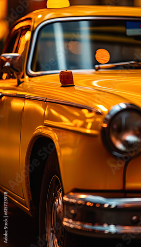 Close-up of a Yellow Taxi, Energetic Urban Vibe, ai generative