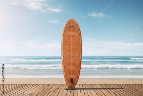 Sup surfing wooden. Generate Ai © nsit0108