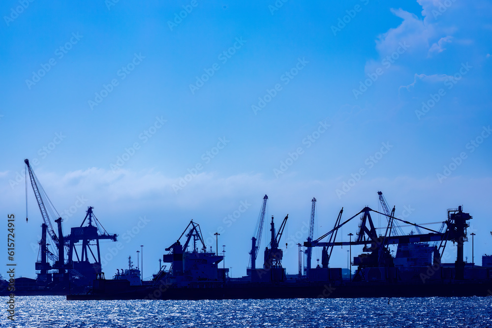 Port and industrial zone in Taranto, Apulia, Italy