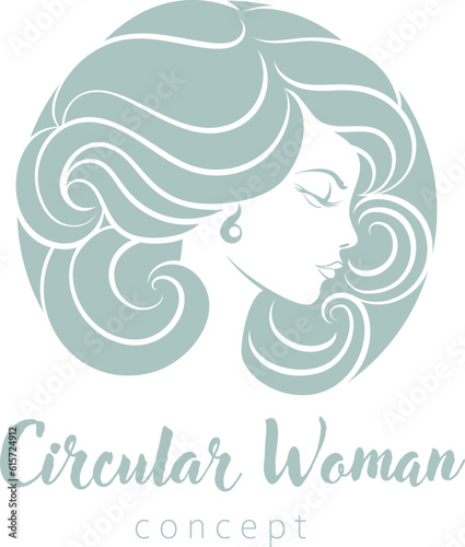 A woman circle profile face hair salon hairdresser spa beauty or similar concept