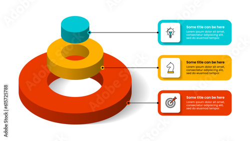 Infographic template. Abstract isometric pyramid with 3 steps