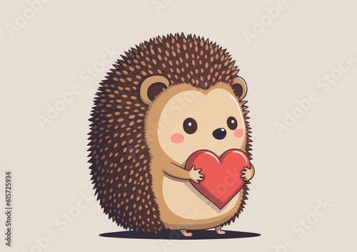 Valentine Postcard, Hedgehog Design A5 Created with Generative AI Tools