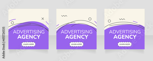 Advertising agency square web banner design template. Vector flyer with text space. Advertising placard with customized copyspace. Promotional printable poster for advertising. Graphic layout
