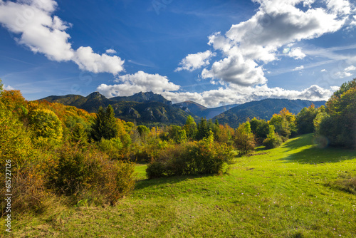 Autumn landscape in Mala Fatra National Park with Velky Rozsutec peak, Slovakia photo