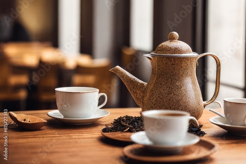 cups of tea and teapot, generative ai
