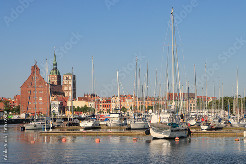 Teilansicht der Hansestadt Stralsund; Blick von der Nordmole 