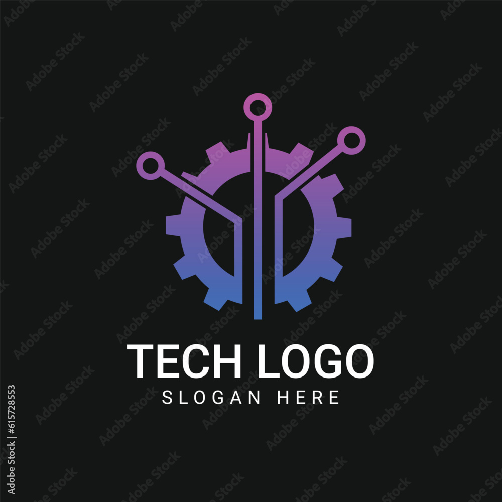 Tech logo with Gear icon design vector template Tech logo with Gear icon design vector template