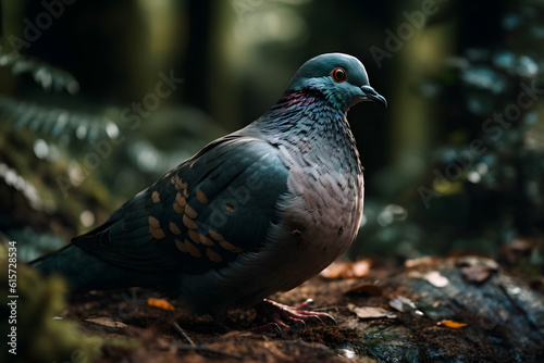 Pigeons in the Temperate Forest. Generative AI