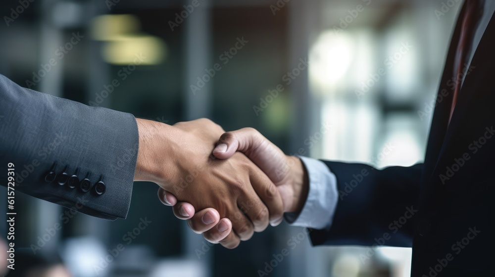 businessman handshake in the bright and light office Created With Generative AI Technology