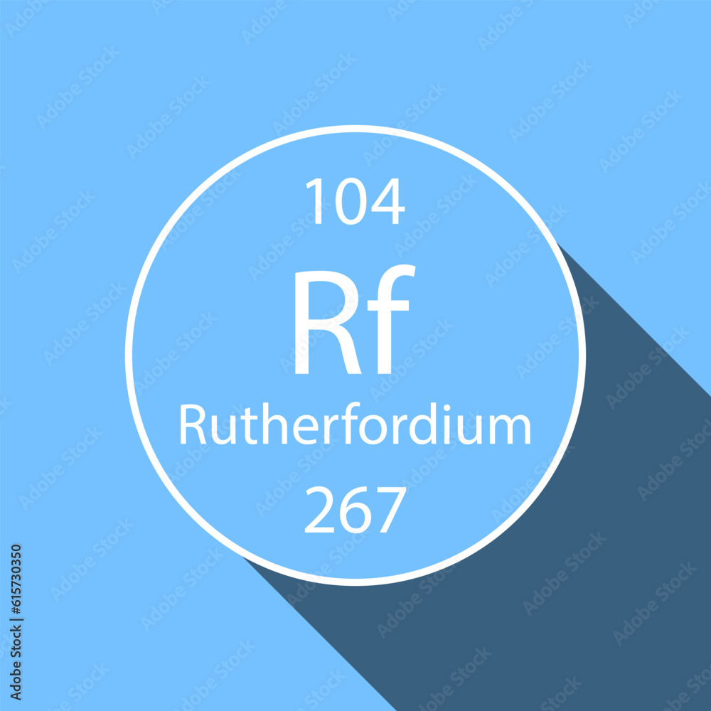 Rutherfordium symbol with long shadow design. Chemical element of the periodic table. Vector illustration. Rutherfordium symbol with long shadow design. Chemical element of the periodic table. Vector illustration.