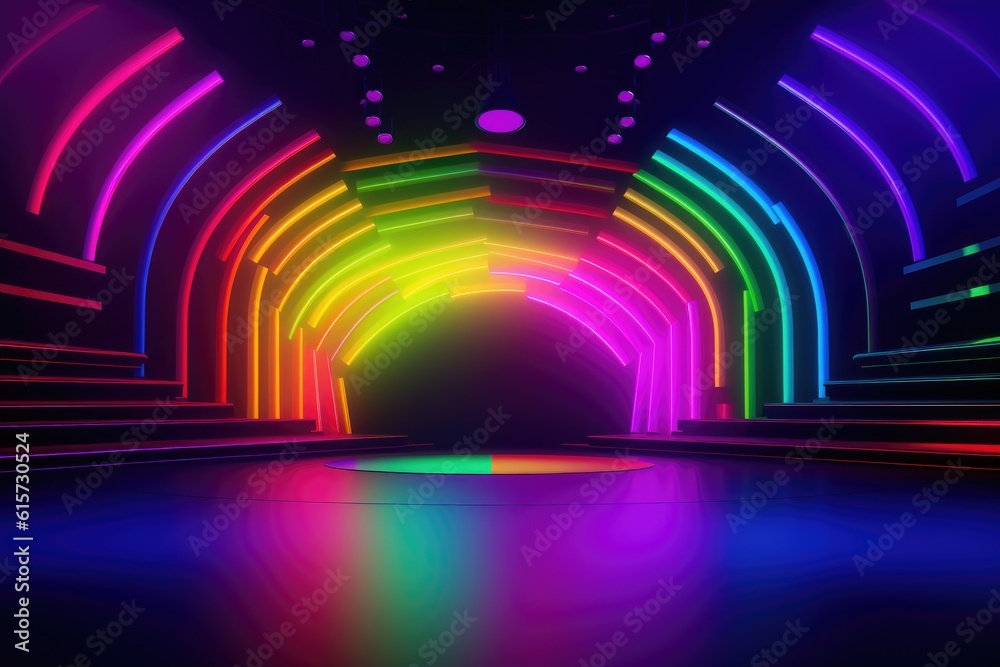 Colourful podium with lighting. Stand wall scene colourful podium background, geometric shape for product display presentation. Minimal scene for mockup products, stage showcase, promotion display. Colourful podium with lighting. Stand wall scene colourful podium background, geometric shape for product display presentation. Minimal scene for mockup products, stage showcase, promotion display.