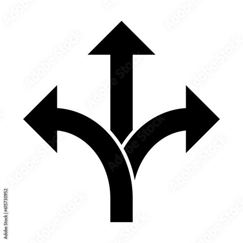 Three-way direction arrow icon vector, road direction sign for graphic design, logo, web site, social media, mobile app, ui illustration