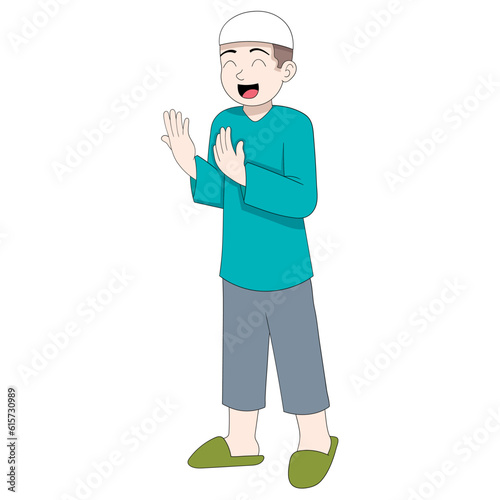 muslim teenager is raising hands praying muslims