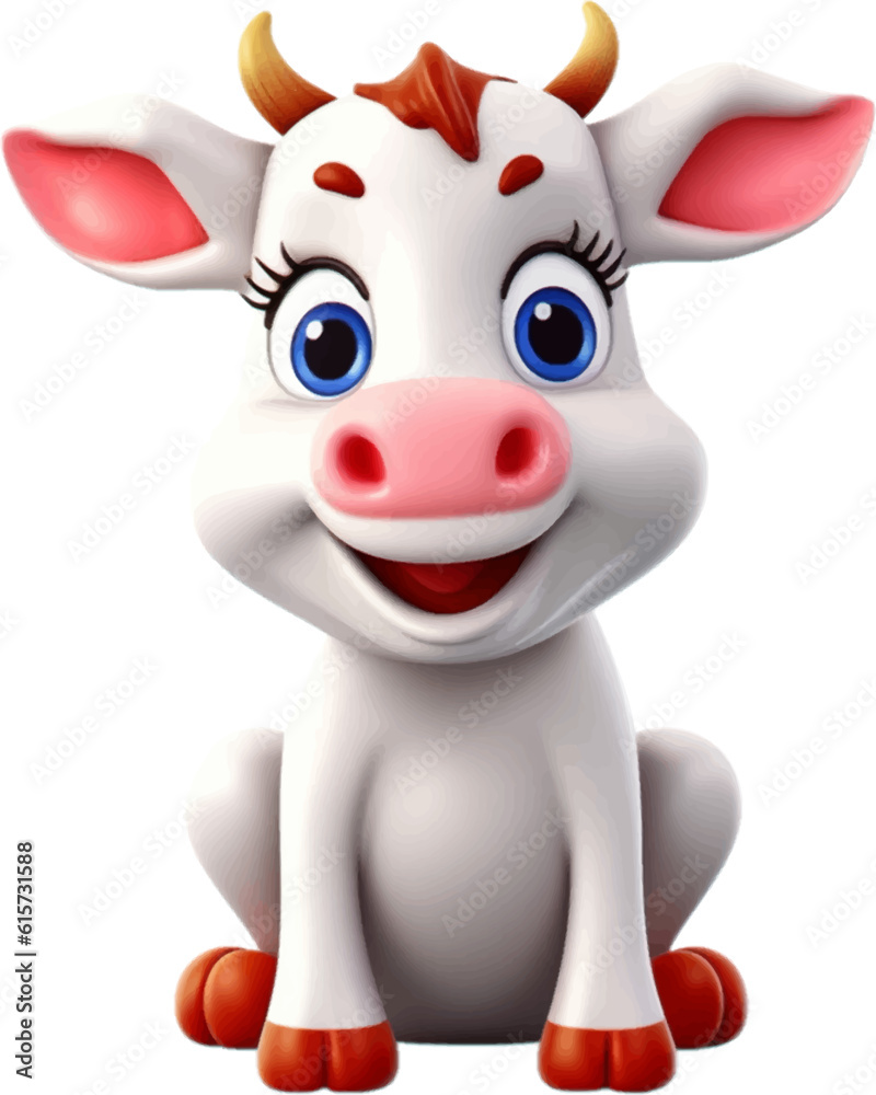 Cute cow in 3D style . Cute cow in 3D style .