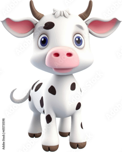Cute cow in 3D style .