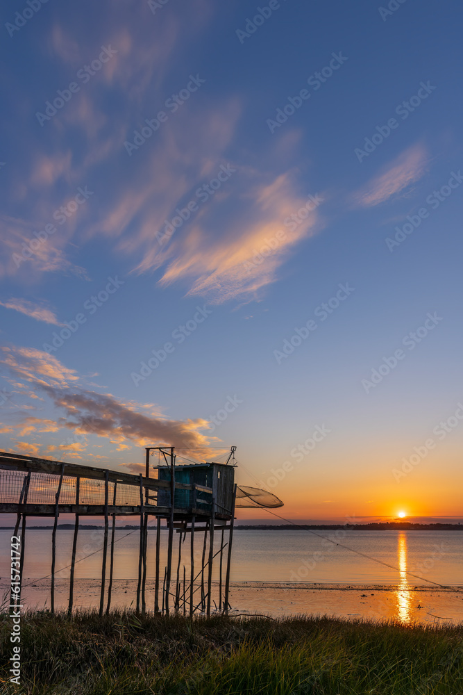 Traditional fishing hut on river Gironde, Bordeaux, Aquitaine, France