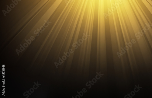 Black luxury background with golden line elements and light ray effect decoration and bokeh