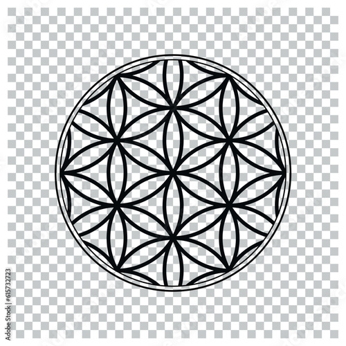 Flower of Life pattern, and seamless tile to use as a background. Hexagonal arranged circles, generate a flower petal pattern, that can be endlessly lined up in all directions. Sacred geometry. 