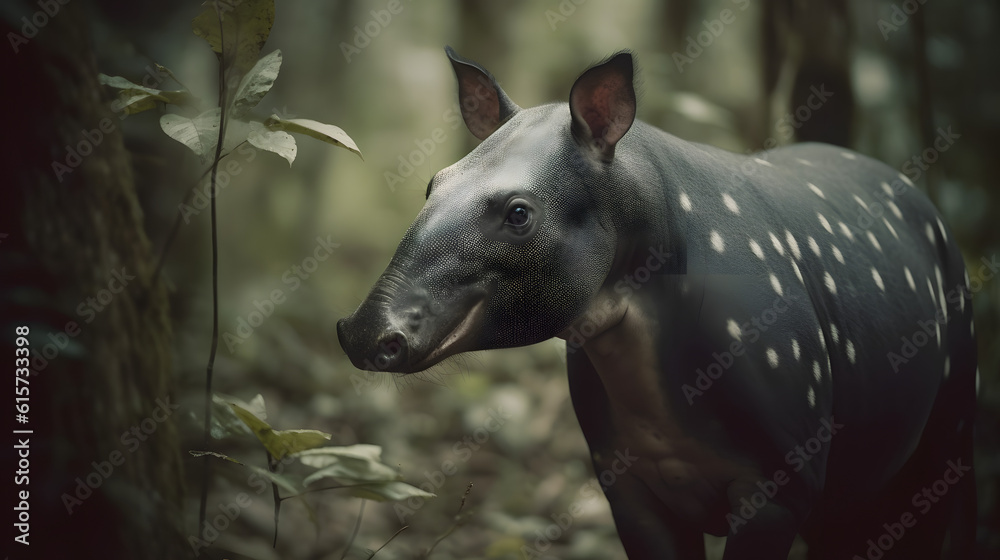 Fototapeta premium Enchanting World of Tapirs. Generative AI