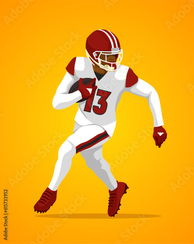  American football character flat design. Vector illustration. Cartoon male character isolated on gradations background. 