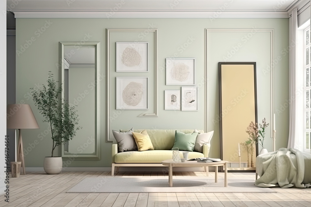 Fototapeta premium Frame mockup with room interior