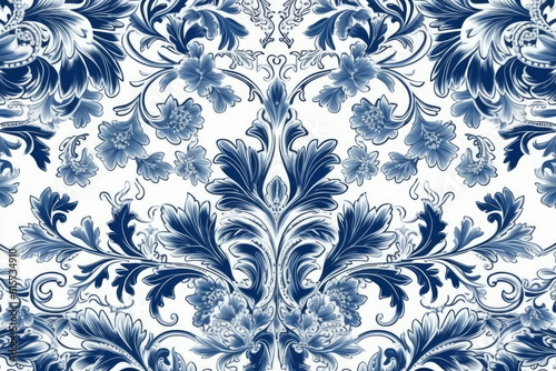 template thai pattern, blue and white color