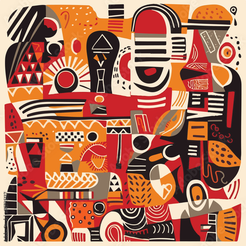 Abstract pattern in native African style. Vector illustration. Traditional African abstract painting