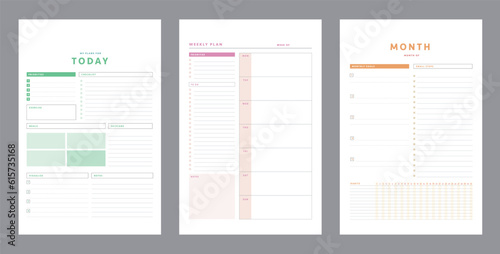 3 set of Daily Monthly weekly planner. 