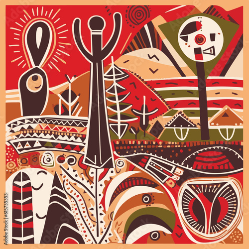Abstract pattern in native African style. Vector illustration. Traditional African abstract painting