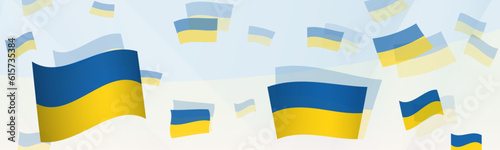 Ukraine flag-themed abstract design on a banner. Abstract background design with National flags.