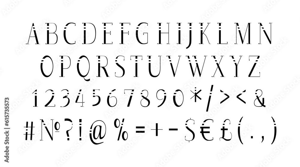 Formal classic cut style alphabet set. Vector decorative typography. Decorative typeset style. Latin script for headers. Trendy letters and numbers for graphic posters, banners, invitations texts Formal classic cut style alphabet set. Vector decorative typography. Decorative typeset style. Latin script for headers. Trendy letters and numbers for graphic posters, banners, invitations texts