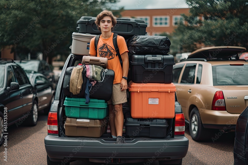 Student moving to start the college. AI generative Student moving to start the college. AI generative