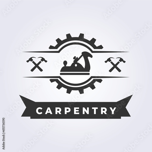 Logo vintage Carpenters woodworker workshop vector illustration design