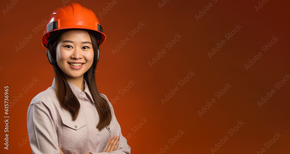 a smiling young men wearing engineer clothes in dark red background generative ai a smiling young men wearing engineer clothes in dark red background generative ai