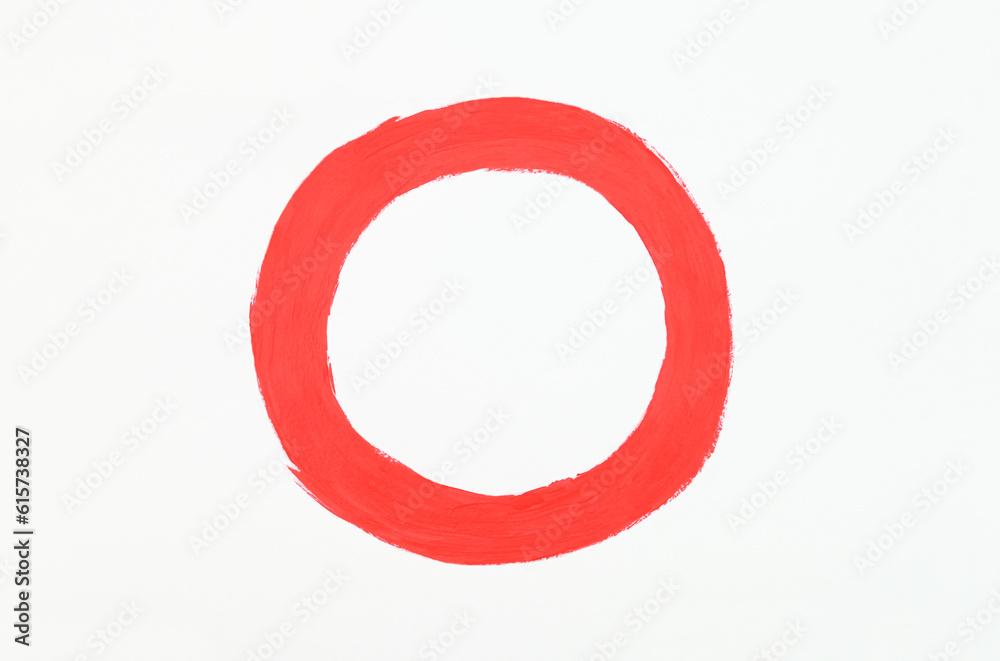 Red round paint stroke on a white background Red round paint stroke on a white background