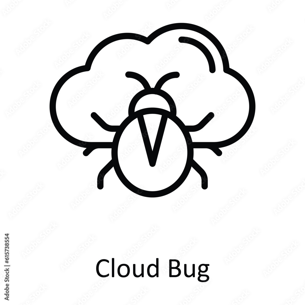 Cloud Bug Vector outline Icon Design illustration. Cyber security Symbol on White background EPS 10 File Cloud Bug Vector outline Icon Design illustration. Cyber security Symbol on White background EPS 10 File