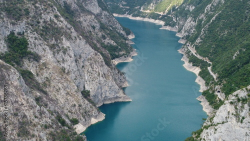 Piva Lake and Canyon, Montenegro. Aerial view. © Aerial Pictures