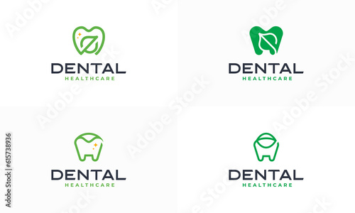 Set of Creative dental clinic logo vector. Dental Healthcare symbol icon with modern design style.