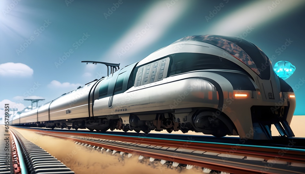 train in motion blur, train, digital train,metro, speed,transport ,AI generated