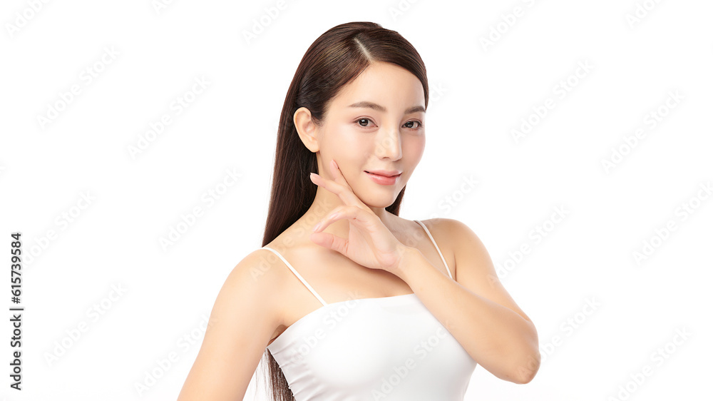 Beautiful young asian woman with clean fresh skin on white background, Face care, Facial treatment, Cosmetology, beauty and spa, Asian women portrait. Beautiful young asian woman with clean fresh skin on white background, Face care, Facial treatment, Cosmetology, beauty and spa, Asian women portrait.