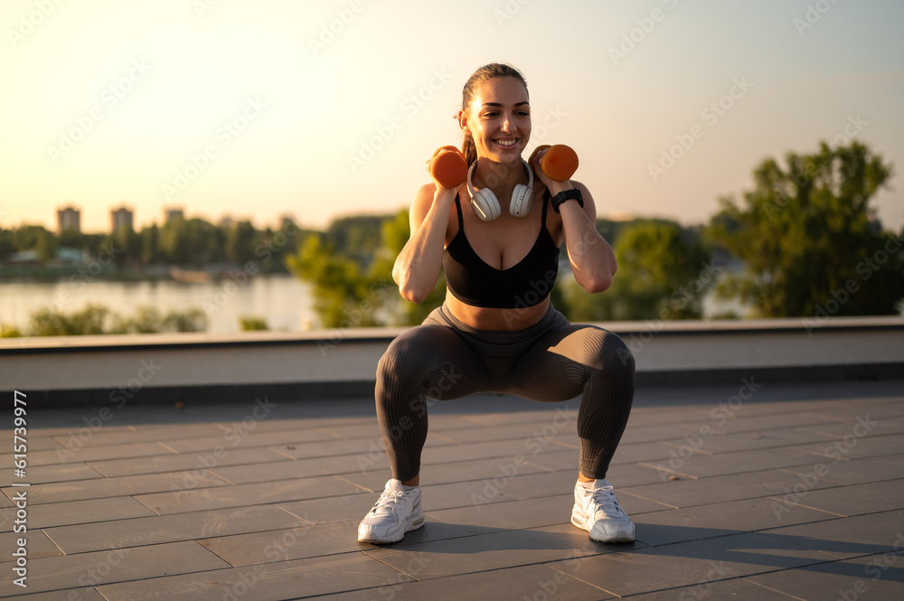 Sport woman doing exercise outdoors