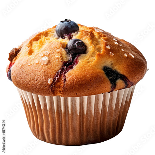 Tela blueberry muffin isolated on white background, AI generative