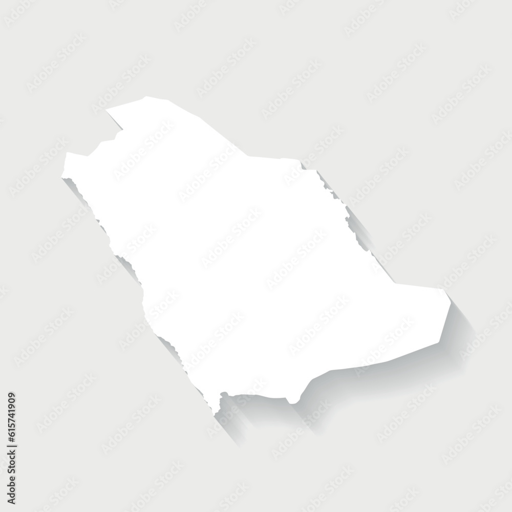 Simple white Saudi Arabia map on gray background, vector