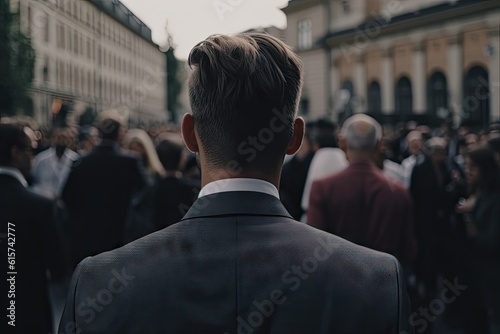 Business in the city. Crowded streets. Businessman in suits walking on background © Thares2020