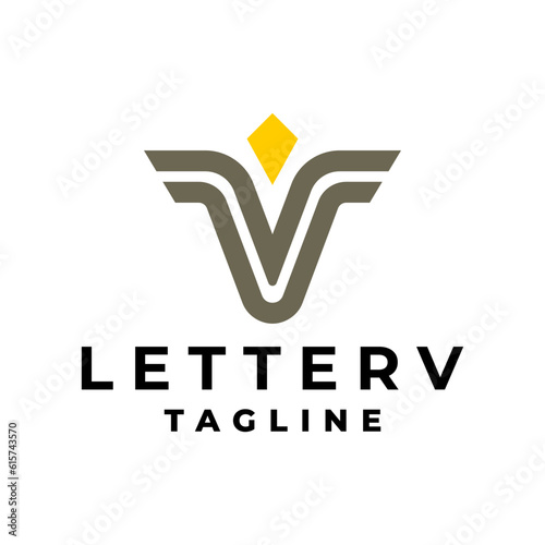 letter V logo with diamond silhouette. modern logotype for any business. photo