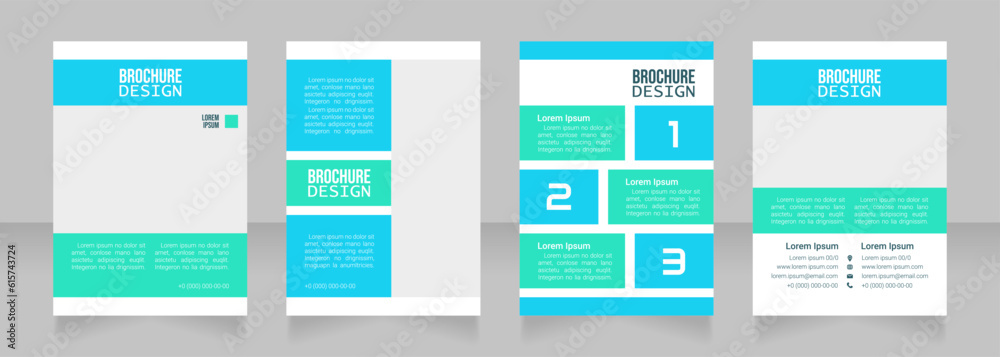 Job training blank brochure design. Template set with copy space for text. Premade corporate reports collection. Editable 4 paper pages. Bebas Neue, Lucida Console, Roboto Light fonts used Job training blank brochure design. Template set with copy space for text. Premade corporate reports collection. Editable 4 paper pages. Bebas Neue, Lucida Console, Roboto Light fonts used