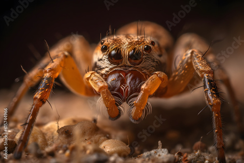 Six-Eyed Spider, macro. Generative AI