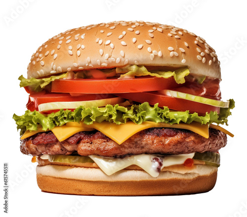 hamburger isolated on white, AI generative