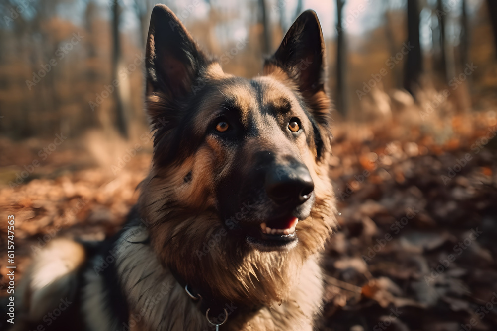 German Shepherd in nature. Generative AI