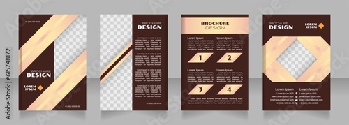 Deflation blank brochure design. Template set with copy space for text. Premade corporate reports collection. Editable 4 paper pages. Syncopate, Poller One, Arial Regular fonts used